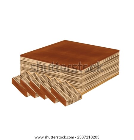 Whole and slice Lapis legit spekkoek or Thousand Layer Cake Illustration logo