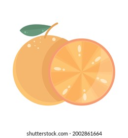 whole and slice orange isolated icon