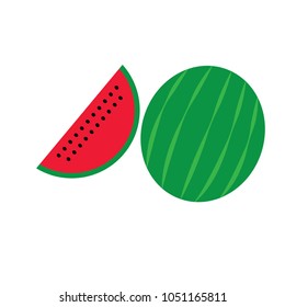 whole and slice watermelons - vector illustrator