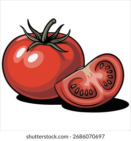 Ganze und geschnittene Kirschtomaten, einzelne Vektorgrafik