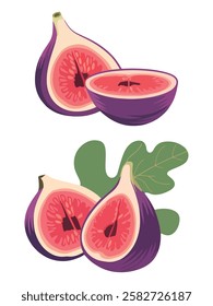 Whole and Sliced Fig Fruit with Thin Skin and Small Seeds