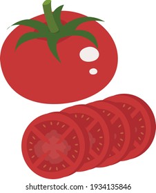 Vector de tomate grande y rebanado.
