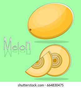 Whole Sliced Melon Flat Design Isolated Stock Vector Royalty Free Shutterstock