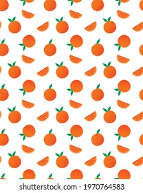 whole and sliced orange seamless pattern