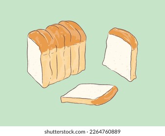 Whole and sliced thick toast in vector illustration