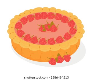 a whole sweet raspberry cake. Vector illustration