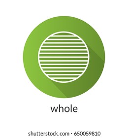 Whole symbol flat linear long shadow icon. Sliced circle. Abstract metaphor. Vector outline symbol