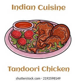 Whole tandoori chicken with jasmine rice, indian food