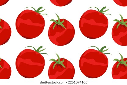 Whole tomatoes. Cherry tomatoes. Seamless vector pattern. Pattern of vegetables. Natural food.