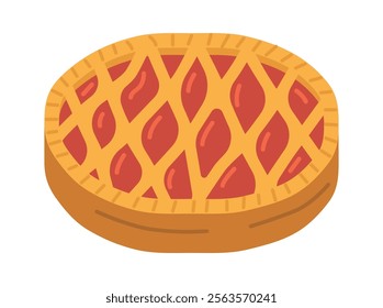 Whole traditional fruit pie vector illustration