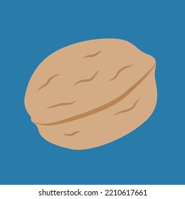 Whole walnut, illustration, vector, cartoon