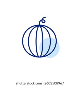 Whole watermelon berry. Fruits and vegetables green groceries shopping. Pixel perfect, editable stroke vector icon