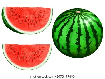 Whole watermelon and cut watermelon