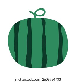 Whole watermelon. Flat design. Hand drawn illustration. Best for Branding, Packaging and Summer Designs