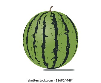 Whole Watermelon Fruit with a sliced part. Isolated on  white background. 