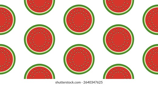 Whole Watermelon Slices. Whole Round Watermelon Slices Seamless Pattern. Summer Fruit Design Isolated on Transparent Background. For Print and Wallpaper. Vector Illustration - Powered by Shutterstock - Get 15% off with code: PIKWIZARD15