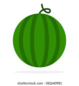 Whole watermelon vector flat material design isolated on white