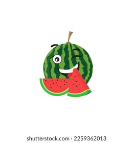 whole watermelon vector illustration. sliced ​​watermelon. watermelon icon for element design. food product. drink taste