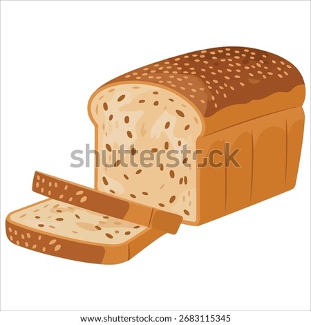 Whole wheat bread cartoon vector illustration isolated
