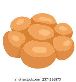Whole wheat bread illustration in flat cartoon style, isolated on white background. Bakery menu