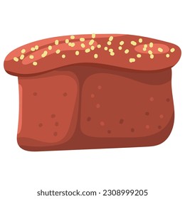 Whole wheat bread vector cartoon illustration isolated on a white background.