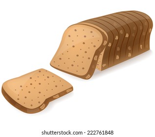 Whole wheat bread - vector illustration