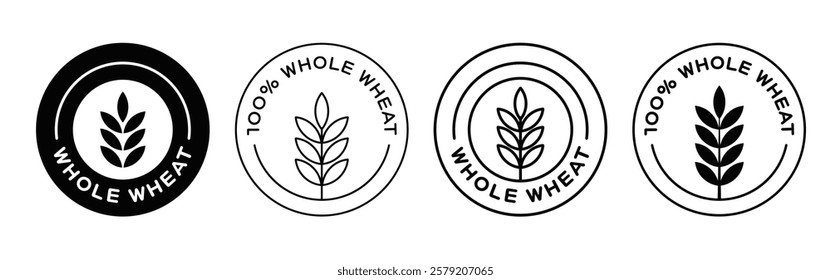 Whole Wheat Food Icon Sign Emblem Label Badge Vector Design. Grain Symbol.