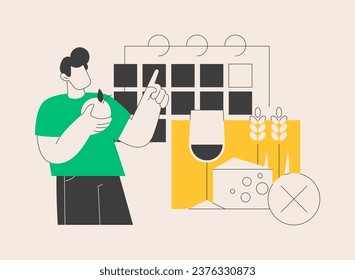 Whole30 diet abstract concept vector illustration. Eating reset, elimination diet, food cleanse, healthy lifestyle, fresh vegetable, bread and pasta, dietary dish, nutrition abstract metaphor.