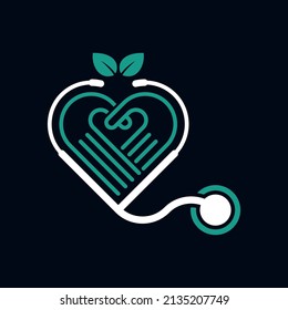 Wholeheartedly care
heart-shaped hand logo and stethoscope depicting care