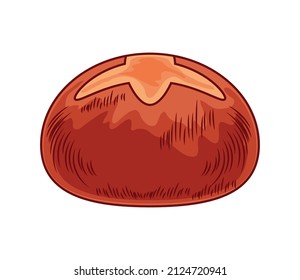 wholemeal bread bun icon isolated