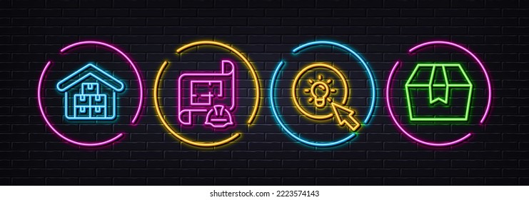 Wholesale Goods, Energy And Engineering Plan Minimal Line Icons. Neon Laser 3d Lights. Package Box Icons. For Web, Application, Printing. Vector