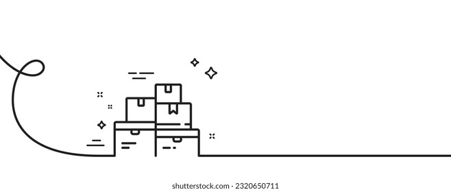 Wholesale goods line icon. Continuous one line with curl. Warehouse boxes sign. Logistic inventory symbol. Wholesale goods single outline ribbon. Loop curve pattern. Vector