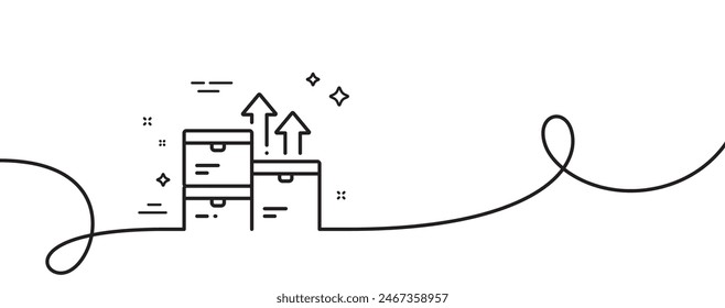 Wholesale goods line icon. Continuous one line with curl. Warehouse boxes sign. Logistic inventory symbol. Wholesale goods single outline ribbon. Loop curve pattern. Vector