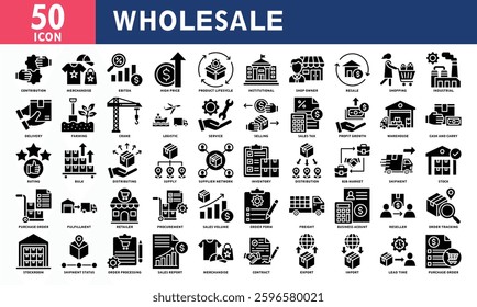 Wholesale Icon Set Collection. Simple Black Glyph Vector.