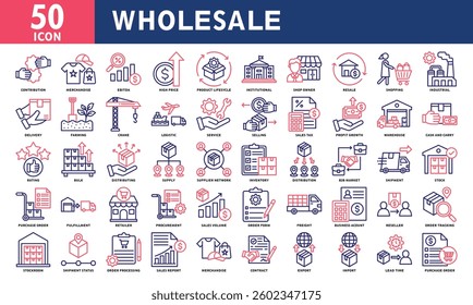 Wholesale icon set collection. Simple line color vector.