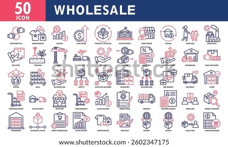 Wholesale icon set collection. Simple line color vector.