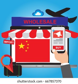 Wholesale - Import from china for sale retail on e-commerce web site with online marketing or pre order concept - Vector design