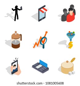 Wholesale purchase icons set. Isometric set of 9 wholesale purchase vector icons for web isolated on white background