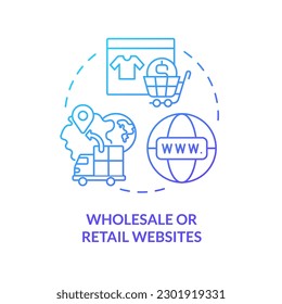 Icono de concepto de gradiente azul de los sitios web al por mayor y al por menor. Categoría de sitios web abstract idea ilustración de línea delgada. Compras en línea. Dibujo de contorno aislado. Se usa una fuente Myriad Pro-Bold
