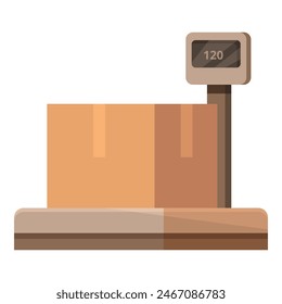 Wholesale store digital scales icon cartoon vector. Delivery storage. Pack interior