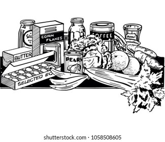 Wholesome Foods - Retro Clip Art Illustration