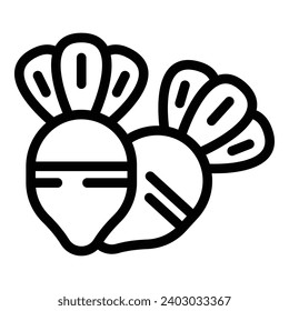 Wholesome radishes icon outline vector. Rich nutrient root. Fresh garden veggie