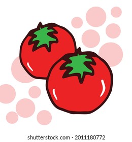 Wholesome Tomato Illustration: Illustration featuring two hand-drawn tomatoes adorned with a pink color circle on a clean white background. Ideal for conveying a wholesome and fresh food concept