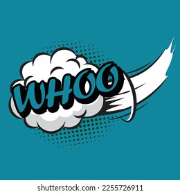 whoo isolated blue comic text speech bubble
