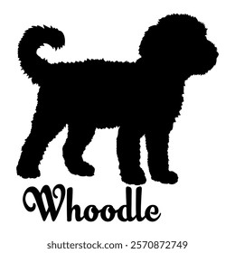 Whoodle. dog silhouette, dog breeds, logo, vector, silhouette,  animal, illustration, icon, sign, design, black, symbol, pet, love
