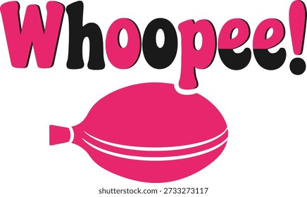 Whoopee cushion typography design vector illustration for April Fools Day prank funny joke and classic humor on transparent background.