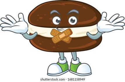 Whoopie pies cartoon character design concept showing silent gesture