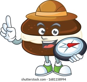 Whoopie pies an experienced explorer working using a compass