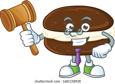 Whoopie pies wise judge cartoon character design with cute glasses