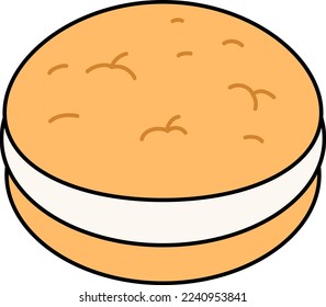 Whoopie Sandwich Marshmallow Dessert Icon Element illustration colored outline